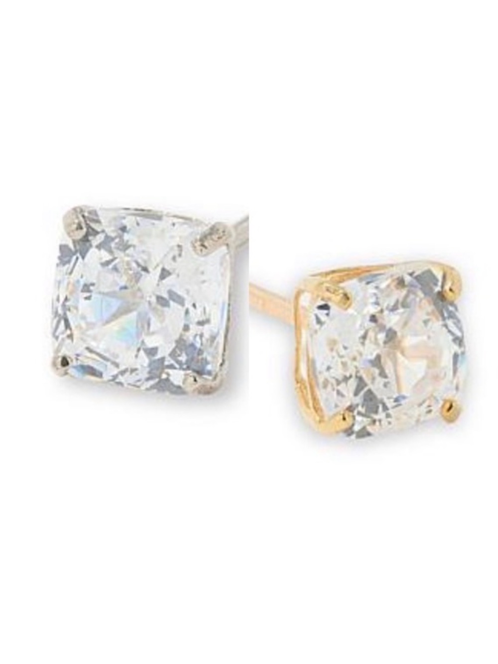 NWT-10K White or Yellow Gold Ictw 100-Facet Princess Stud Earrings